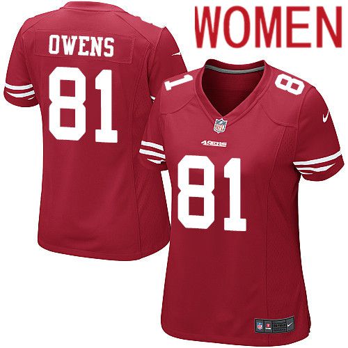 Women San Francisco 49ers #81 Terrell Owens Nike Scarlet Game Player NFL Jersey->women nfl jersey->Women Jersey